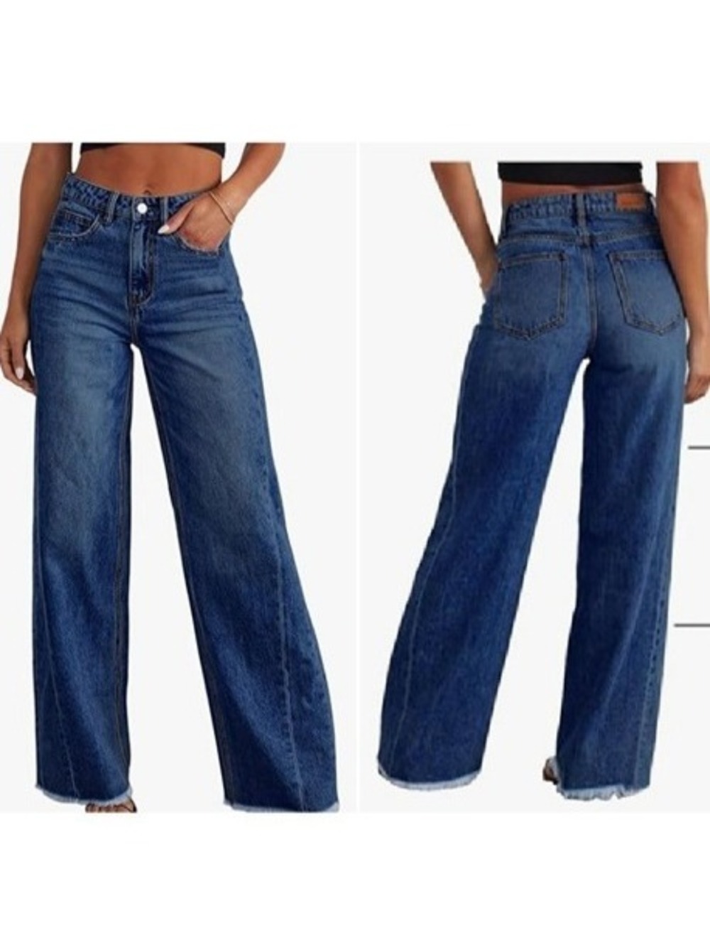 Sidefeel Women's Wide Leg High Waisted Stretchy Denim Jeans - Size 18